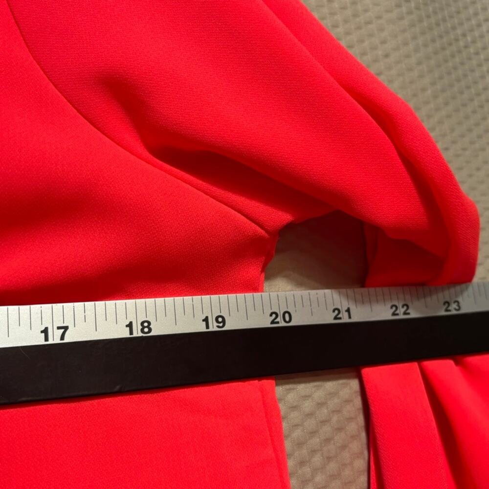 Stella & Dot Soiree Neon Orange Coral Blouse Metallic Striped Cuffs Women's M - Picture 7 of 9